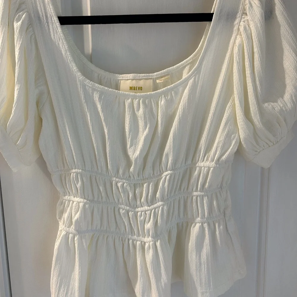 Maeve by Anthropologie White Puff Sleeve
